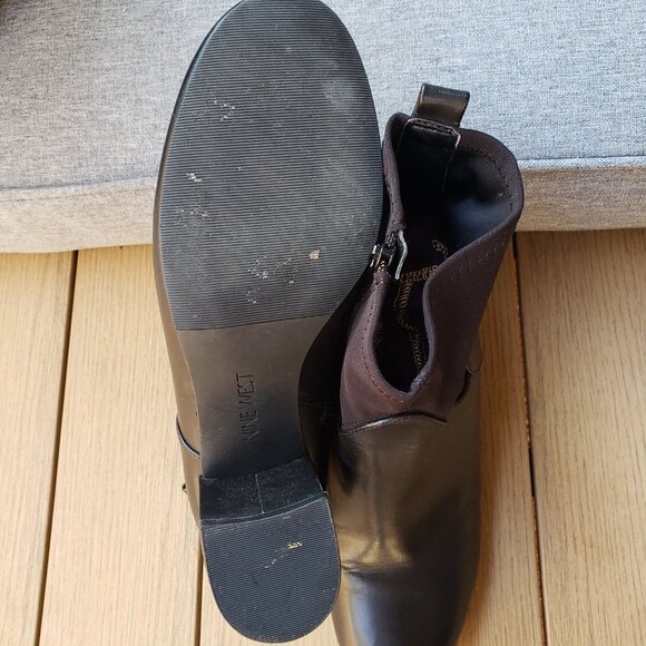 EUC NINE WEST NW7 GoalKeep leather jet black heel ankle boots (9) - Picture 7 of 7